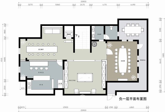 別墅辦公室負一層平面圖