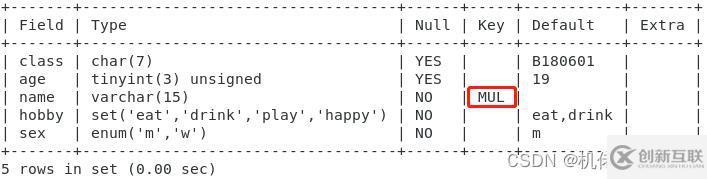 MySQL鍵值的示例分析