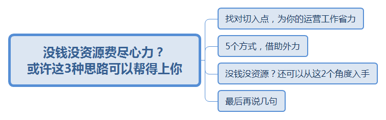 沒(méi)錢沒(méi)資源費(fèi)盡心力？或許這3種思路可以幫到你